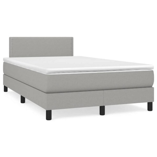 vidaXL Boxspringbett mit Matratze & LED Hellgrau 120x190 cm Stoff, 3270032