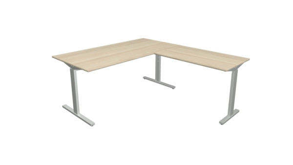 Kerkmann Winkelarbeitsplatz Form 2, Schreibtisch B 1600 x T 800 x H 700-820 mm, Anbautisch 1000 x 600 x 700-820 mm, Ahorn, (Montage), 11023050-1