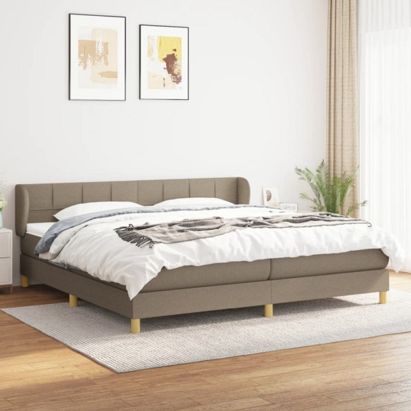 vidaXL Boxspringbett mit Matratze Taupe 200x200 cm Stoff, 3126833