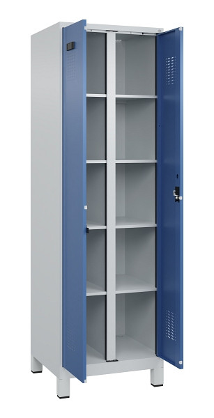C+P Wäsche-Spind Evolo PLUS, mit Füßen, 2 Abteile, 1950x600x500mm, 7035/5023, Verschluss Zylinderschloss, 049012-20B S10035
