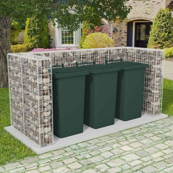 vidaXL Gabionen-Mülltonnenverkleidung für 3 Tonnen Stahl 250x100x120cm, 142560