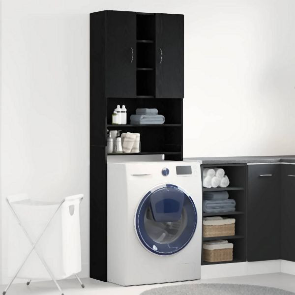 vidaXL Waschmaschinenschrank Schwarz Eichen-Optik 64x25,5x190 cm, 862065