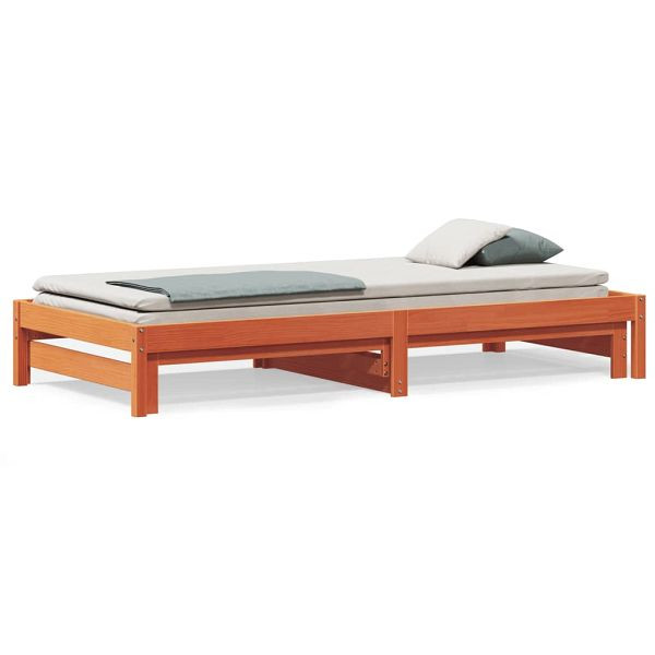 vidaXL Tagesbett Ausziehbar Wachsbraun 90x190 cm Massivholz Kiefer, 844404