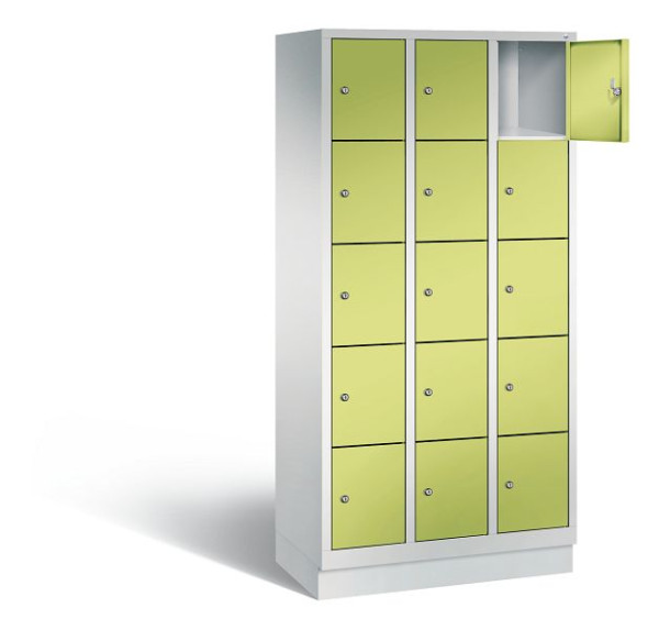 C+P Schließfachschrank Evolo, H1800xB900xT500mm, Farbe: Lichtgrau / Viridingrün, 48020-305 S10125