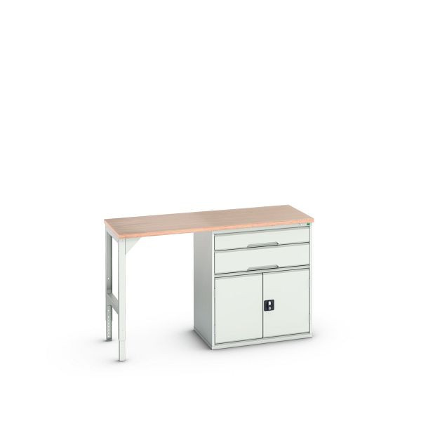 bott verso Unterbauwerkbank (Multiplex) mit 2 Schubladen, 1 Tür (Breite: 800mm) BxTxH: 1500 x 600 x 930 mm, Lichtgrau / Lichtgrau, 16921905.16