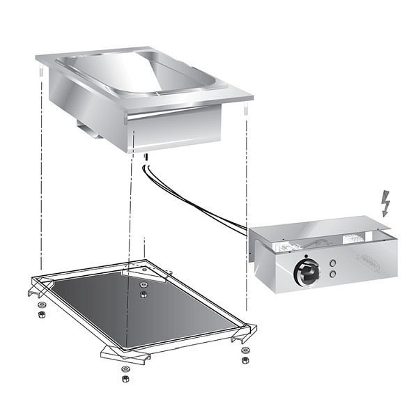 Gastro-Inox drop-in Pommes-Wärmgerät, 40cm mit Anschlusskasten, 160.548