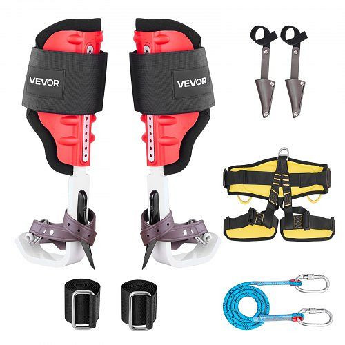 VEVOR höhenverstellbare Baumkletter-Spikes mit Gurten & Spikesschutz, 159 kg Tragkraft, Aluminium, für Obstpflücker & Jagd, Rot, XPSZZZHKQMFH3M41Q002V0