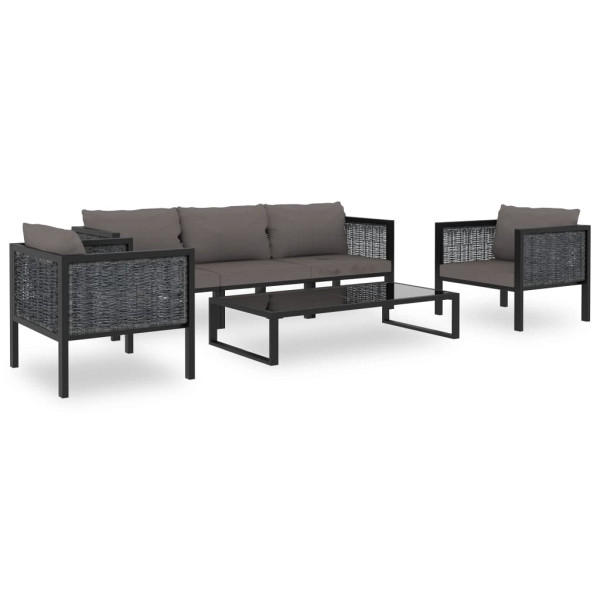 vidaXL 6-tlg. Garten-Lounge-Set mit Auflagen Poly Rattan Anthrazit, 49407