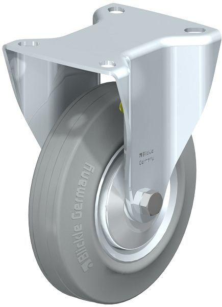 Blickle BK-RD 125R-1-VLI-FA Stahlblech-Bockrolle, schwere Ausführung, mit Anschraubplatte, Zweikomponenten-Vollgummi, Grau, 742987