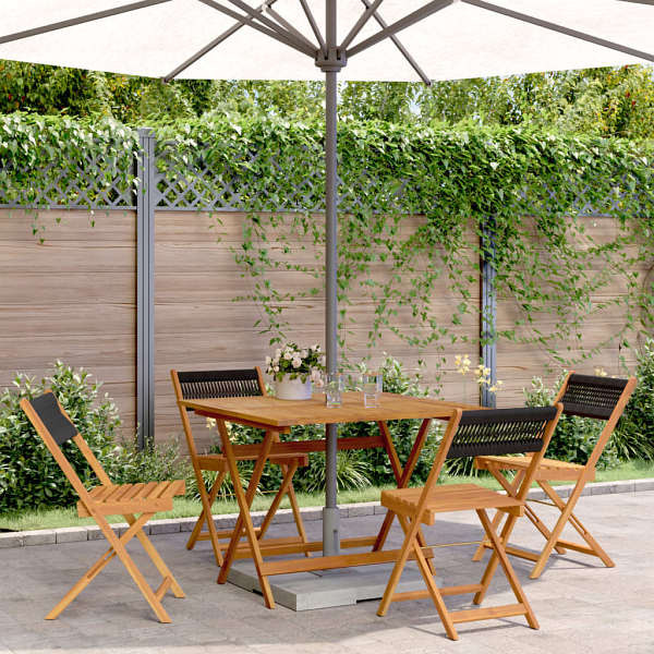 vidaXL 5-tlg. Garten-Essgruppe Polypropylen und Massivholz Schwarz, 3281781
