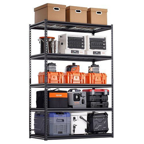 VEVOR 5-stufiges Schwerlastregal 1361kg, 609,6x1219,2x1828,8mm, verstellbares Regal für Garage, Küche, Lager, Keller, schwarz, LXLZLKHJ2448JA98TV0