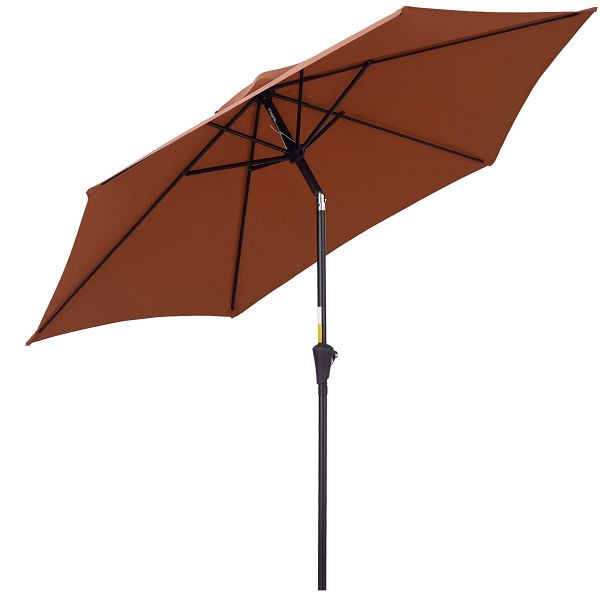 Outsunny Knickschirm Sonnenschirm Gartenschirm Marktschirm mit Handkurbel Alu 180/㎡ Polyester Stahl Kaffee Ø2,6 x 2,35 m, 84D-032CF
