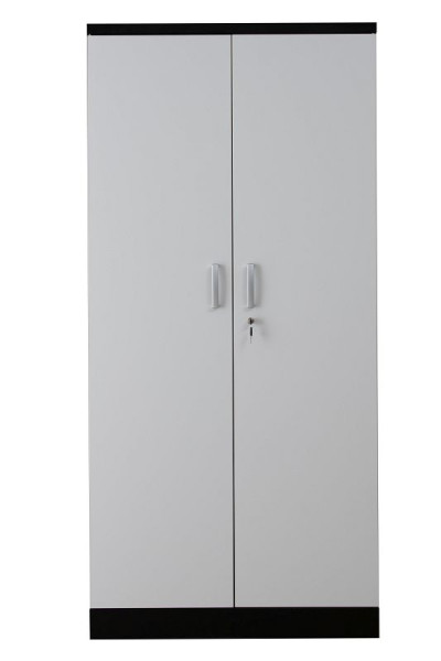 Gürkan Flügeltürenschrank, 42 x 92 x 195 cm, Schwarz, Grau, Fachboden Stück 4, FLC/WD.19, 100129