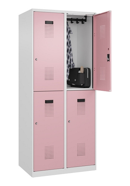 C+P Doppelstöckiger Spind Evolo PLUS, 4 Fächer, 1850x800x500mm, 9016/3015, Zylinderschloss, 049300-22 S10045
