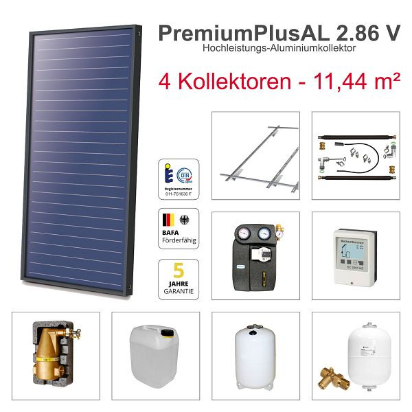 Solarbayer PlusAL Solarpaket 4 - Biber, Gesamtfläche Brutto: 11,44 m² vertikal, 410804100