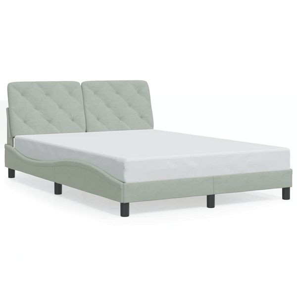 vidaXL Bettgestell mit Kopfteil Hellgrau 140x200 cm Samt, 3207923