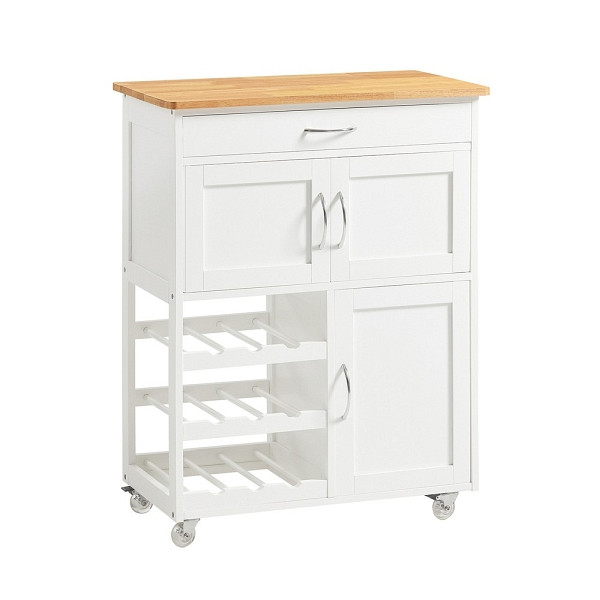 SoBuy Küchenwagen mit einer Schublade Weiß 67x38x86 cm, Modern, FKW45-WN