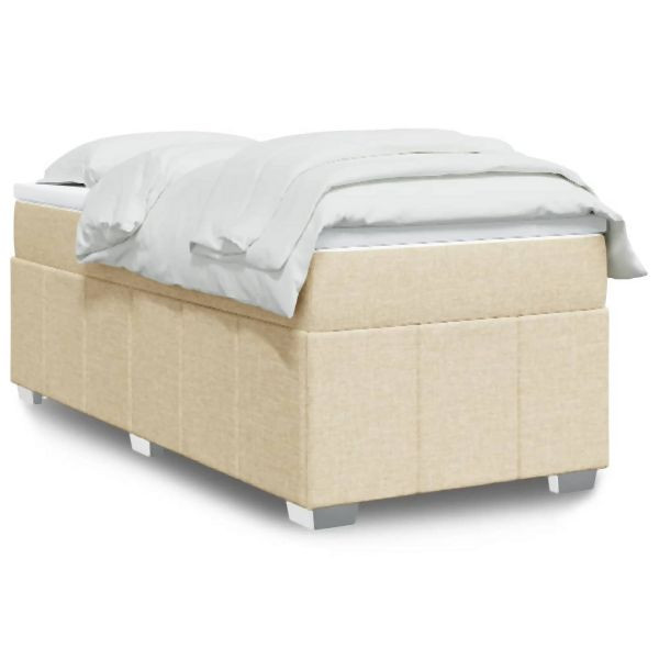 vidaXL Boxspringbett mit Matratze Creme 80x200 cm Stoff, 3285433