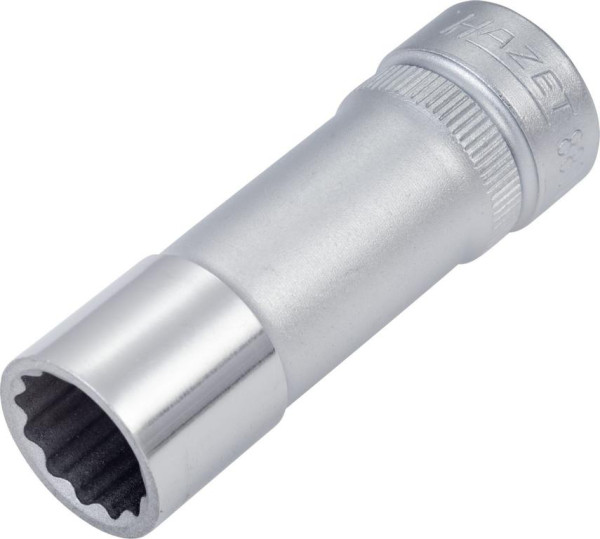 Hazet Steckschlüsseleinsatz, Doppelsechskant, Vierkant hohl 10 mm (3/8 Zoll), 12 mm, Lange Ausführung Mit Rändelung, 880TZ-12