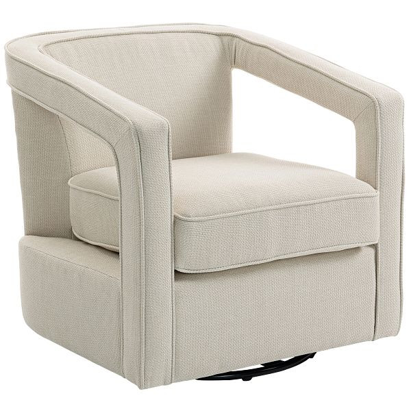 HOMCOM Sessel Wohnzimmer 360° drehbar Loungesessel Relaxsessel mit einteilig Rückenlehne und Armlehnen 77 x 75 x 72 cm Beige, 83B-613V00BG