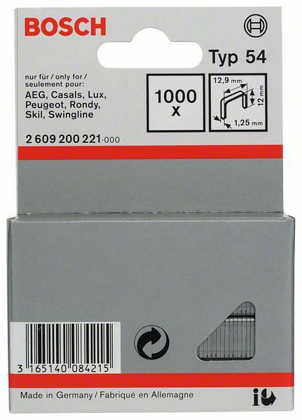 Bosch Flachdrahtklammer Typ 54, 12,9 x 1,25 x 12 mm, 1000er-Pack, 2609200221