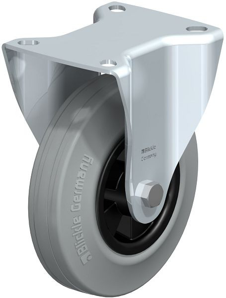 Blickle B-VPP 125R-SG Stahlblech-Bockrolle, mittelschwere Ausführung, mit Anschraubplatte, Vollgummi, Grau, 340000