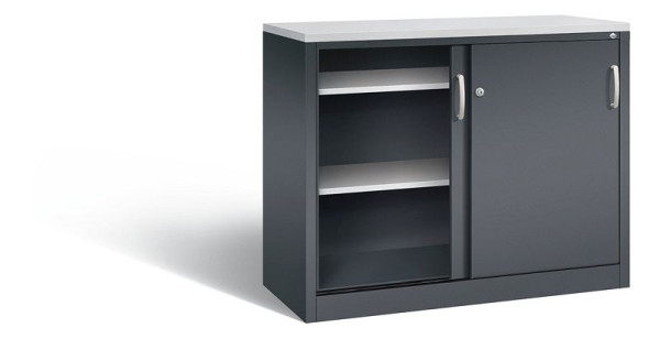 C+P Sideboard mit Schiebetüren Acurado, H1000xB1200xT500mm, Farbe: Schwarzgrau, Bügelgriff, 2056-00 S10109