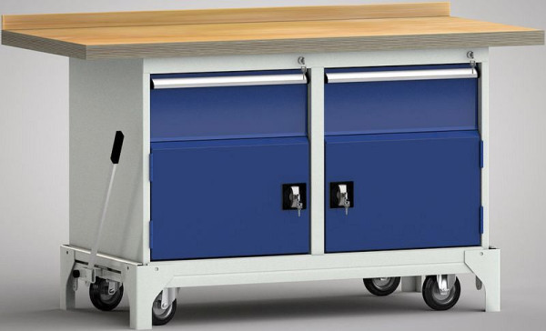 KLW Fahrbare Standard-Werkbank - 1500 x 700 x 866 mm L x B x H, links x rechts 200EA/Tür, WS782N-1500M40-E7053