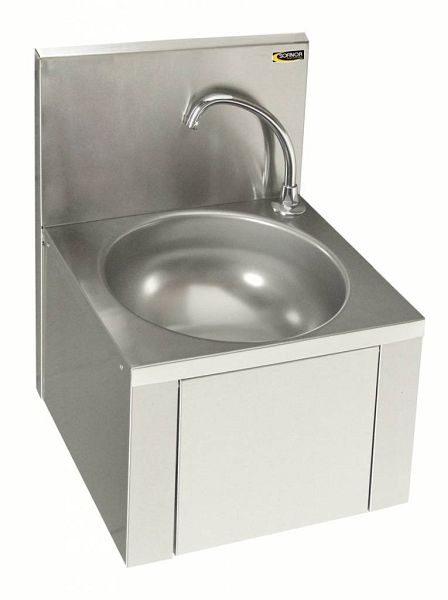 SOFINOR Handwaschbecken, rundes Becken Ø 305 mm x 150 mm, Mischelement mit Rückwand, LMASB