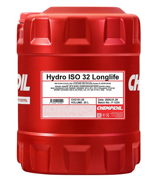 CHEMPIOIL Hydrauliköl 2101 Hydro ISO 32 LONGLIFE, VE: 20 l, CH2101-20