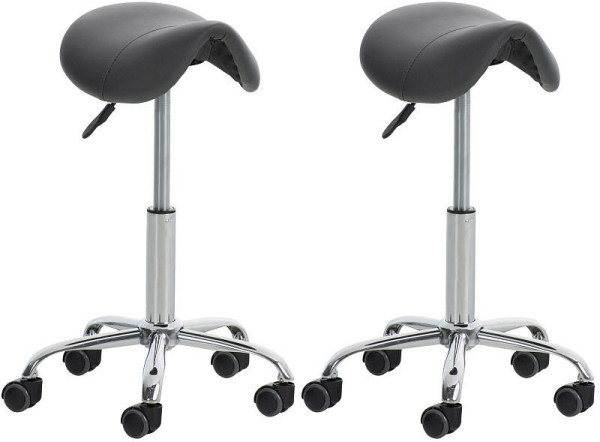 CLP 2er Set Arbeitshocker Reno Kunstleder, grau, 324599