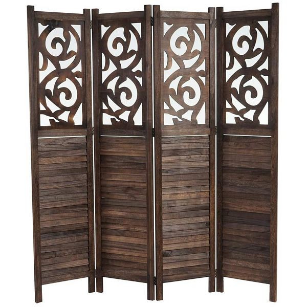Mendler Paravent Istanbul, Raumteiler Trennwand Sichtschutz, Ornamente, 170x160cm, braun, 45825