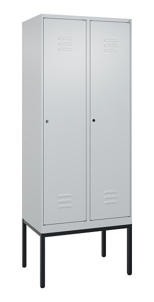 C+P Umkleidespind Classic PLUS mit Mitteltrennwand, Gestell, 2 Abteile, 2120x800x500mm, 7035/7035, Zylinderschlösser, 0800307-22F S10024