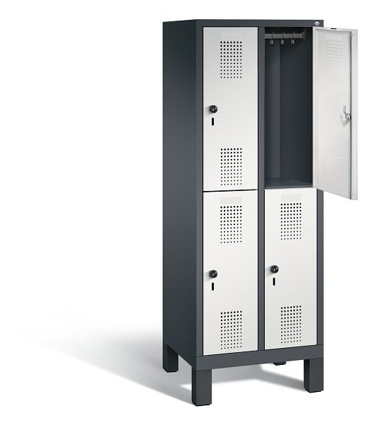 C+P Spind doppelstöckig Evolo, H1650xB610xT500mm, Farbe: Schwarzgrau / Lichtgrau, 483106-20 S10050