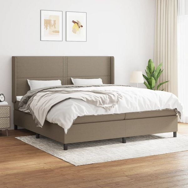 vidaXL Boxspringbett mit Matratze Taupe 200x200 cm Stoff, 3131381