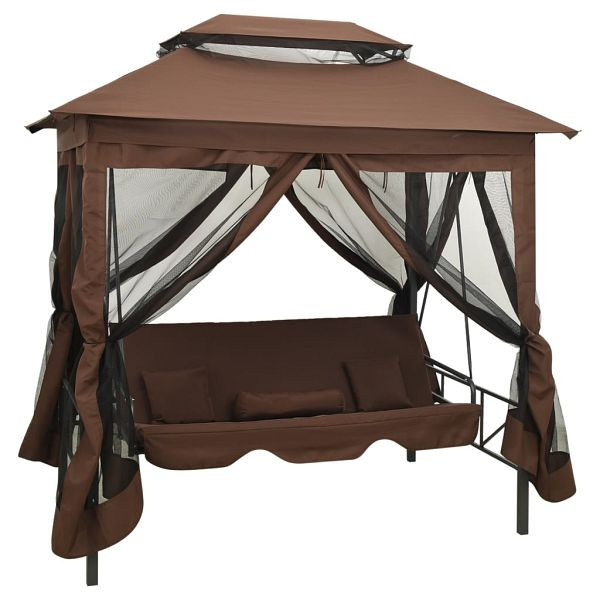 vidaXL Pavillon Umwandelbare Schaukelbank Kaffeebraun, 43240
