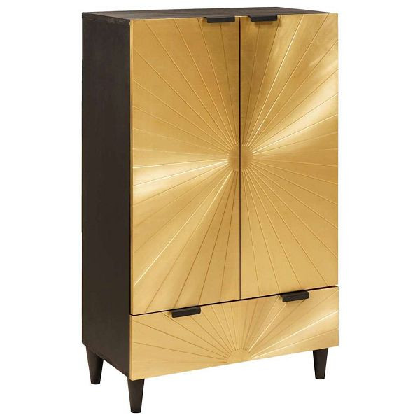 vidaXL Beistellschrank mit Tür Schwarz und Gold 60 x 33,5 x 100 cm, 4017858