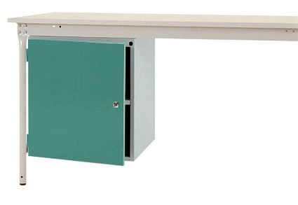 Manuflex Gehäuse-Unterbau stationär, Nutzhöhe 500 mm mit 1 Tür und Einlegeboden, für Tischtiefe 800 mm, graugrün, ZB4954.0001