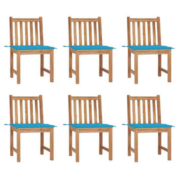 vidaXL Gartenstühle 6 Stück mit Kissen Massivholz Teak, 3073119