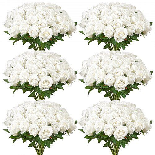 VEVOR 120 Künstliche Rosen mit Stielen Weiß, Schaumrosen für DIY Hochzeit, Valentinstag, Muttertag, Deko, RZMGHSBS120PXVJ3D001V0