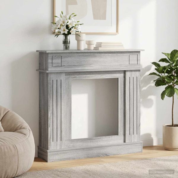 vidaXL Kaminumrandung Sonoma-Grau 102 x 26 x 100 cm Holzwerkstoff, 8006648