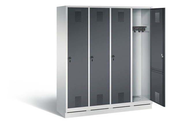 C+P Garderobenschrank Evolo, H1800xB1590xT500mm, Farbe: Lichtgrau / Schwarzgrau, 48020-42 S10077