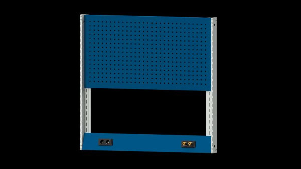 ANKE Werkbänke Grundaufbau Systemaufbau, 1250 x 107 x 1200 mm, RAL 7035/5010, Doppelsteckdose und Doppeldruckluft mit Schnellkupplungen, 340.360