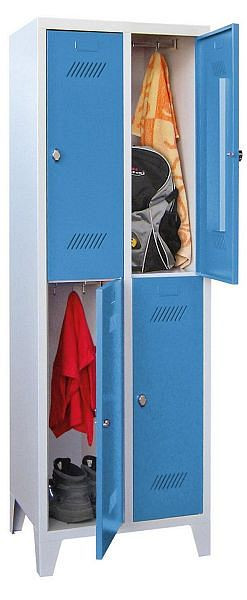 Pavoy Kleider-Schließfachschrank mit Füßen 1850/500/600, 2b x 2h, Zylinderschloss, Abteilbreite 300, 60260-223-031-910905