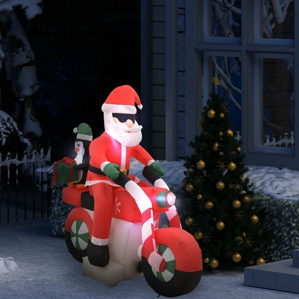 vidaXL Aufblasbarer Weihnachtsmann auf Motorrad LED IP44 160 cm, 289304