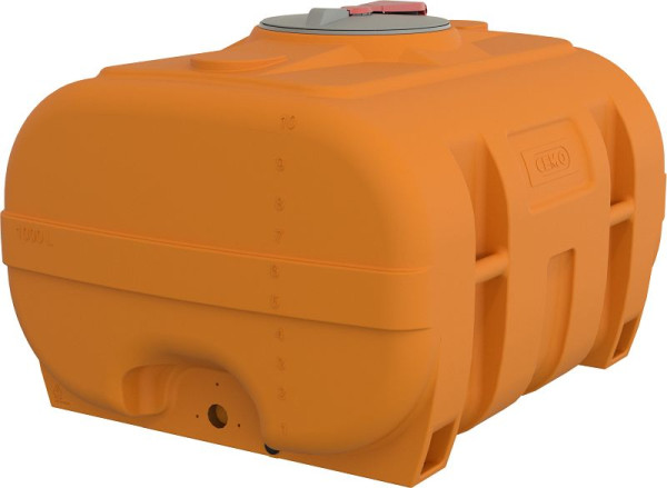 Cemo PE-Fass 1000 l kofferförmig, mit Klappdeckel 380 Orange RAL2003, mit Schwallwand, 12236