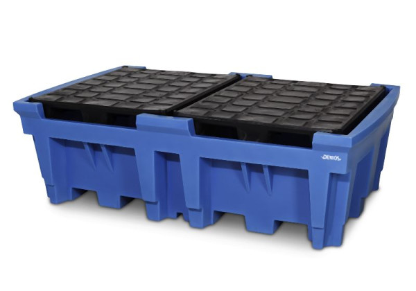 DENIOS Auffangwanne aus Polyethylen (PE) für 2 IBC à 1000 Liter, mit 2 Paletten, 328319