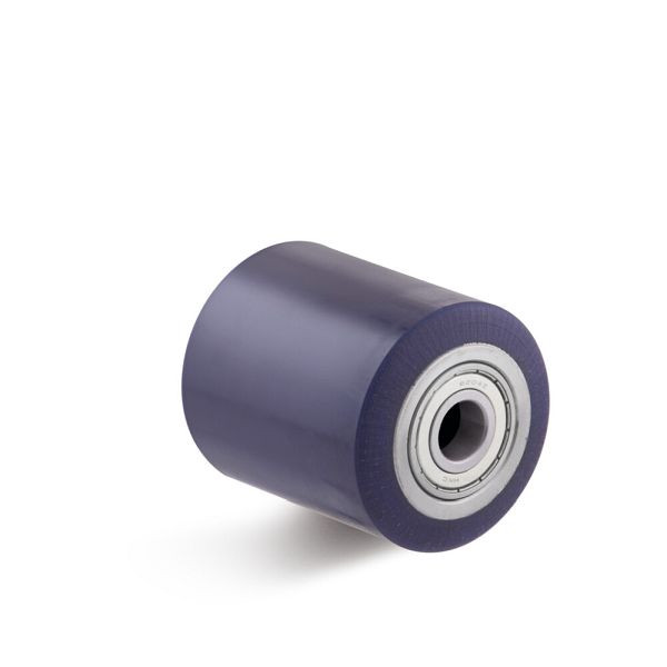 Torwegge Elastik-Polyurethan Hubwagenrolle, Tragfähigkeit 700 kg, Rad-Ø 82 mm, Radbreite 70 mm, Achsloch-Ø 20 mm, Radlagerung Kugellager, 0012423