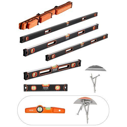 VEVOR 6-teiliges Wasserwaagen-Set aus Aluminium, 200/120/80/60/40/25 cm, 45/90/180 Grad, nur 25 cm mit Magnet, JXSPC78INCH401BF2V0