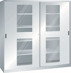 LISTA Schiebetürschrank (BxTxH) 2000x500x1950mm KEY Lock, Lichtgrau, 8 Verstellböden, 60.727.020